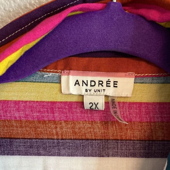 Andrew by unit- button down multicolored stripes w/ cactus embroidery- Size 2X - Picture 3 of 9